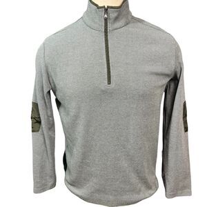 Comstock & Co 1/4 Zip, Herringbone Sweater, Military Green, Sz Large, Fall